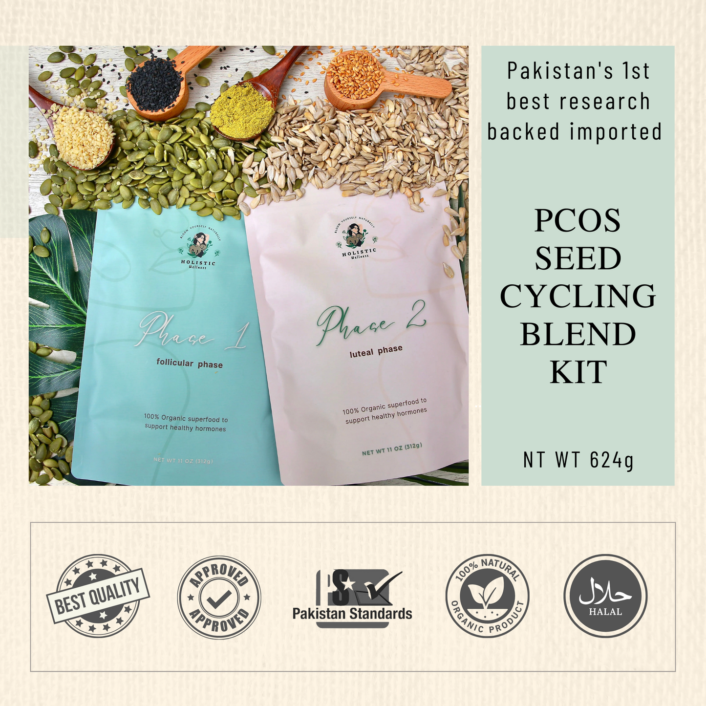 PCOS Seed Cycling Kit (Phase 1 + Phase 2) Blend